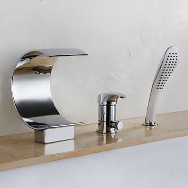 SHENCHI Contemporary Widespread Widespread Ceramic Valve Single Handle Three Holes Chrome Bathtub Faucet chrome