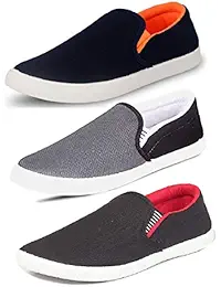 Tempo Men's Combo Pack of 3 Loafers Shoes (SLVORNG/SLVR SIX/SLV RED)