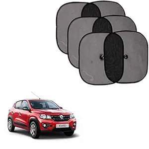 Sykit Car Window Sun Protected Sunshade for Renault Kwid (Set of 6), Black