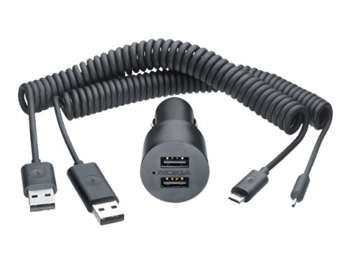 Nokia DC-20 Kfz-Ladestecker mit 2 USB-Buchsen und 2 USB Kabel für Lumia 800 - 2