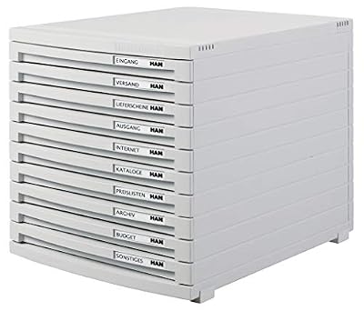 HAN 1510-11, module à tiroirs CONTUR, système d'organisation moderne, extensible, qualité premium pour une organisation professionnelle avec 10 tiroirs fermés, gris clair