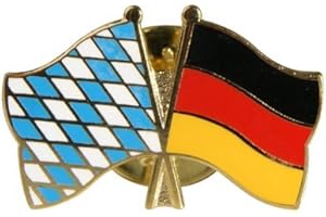 Flaggenfritze Freundschaftspin Bayern, 22 mm, Flaggen Pin vergoldet aus Hartemaille, Länder Anstecker zum Sammeln und Tragen
