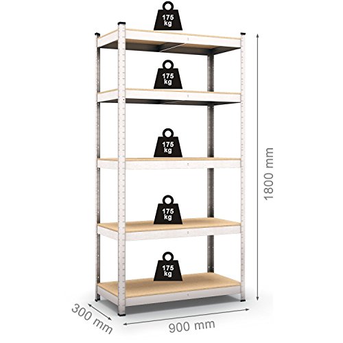 Panorama24 Lagerregal verzinkt belastbar bis 875kg – Maße: 180 x 90 x 30 cm, Regal Kellerregal Steckregal Werkstattregal Schwerlastregal - 2