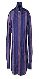 Algodón 100% XACUS Camisa Azul y Rojo Rayas Algodón Largo Manga Talla 42/16.5\" Zb 515
