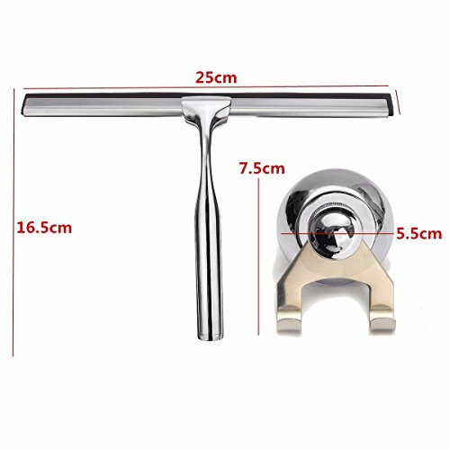 Anokay Duschabzieher – Edelstahl Badezimmerwischer Duschwischer Fensterabzieher mit Silikon-Wischlippe Inkl Wandaufhänger Befestigen ohne bohren - 5