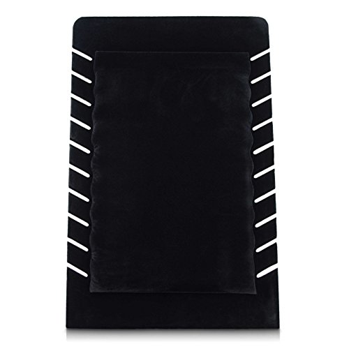 VENKON – Kettenständer für 10 Halsketten Organizer für Schmuck Aufbewahrung & Präsentation – Samt Schwarz – 35 x 23 cm - 4