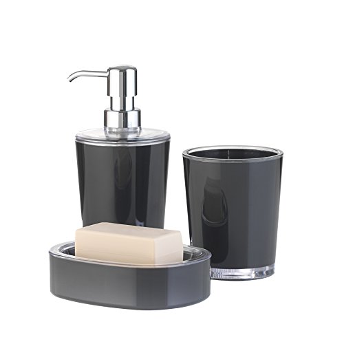 Axentia 122621 Badezimmerset Serie Marseille, 3-teilig, grau