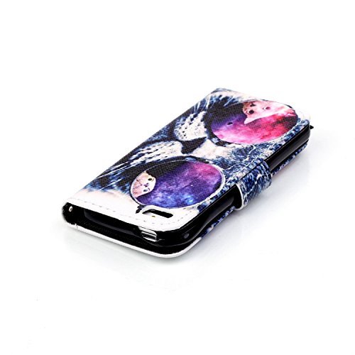 TOYYM iPhone 5 5s SE Lederhülle,iPhone 5/5s PU Ledercase Tasche Hüllen,iPhone SE Schutzhülle Case Scratch-Resistant Magnetverschluss,Premium Schutzhülle Wallet Case Kreative Muster Design Etui Brieftasche Ledertasche mit Handschlaufe im Bookstyle Cover Schale mit Standfunktion Etui Karten Slot+1x Kapazitive Feder+1x Staubstecker,Gläser Kat - 3