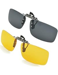 Splaks Sonnenbrille Aufsatz 2 St&uuml;ck Clip on Polarisiert Flip up Sunglasses gegen Licht ideal f&uuml;r Nachtfahr Frauen M&auml;nner Unisex Brillentr&auml;ger