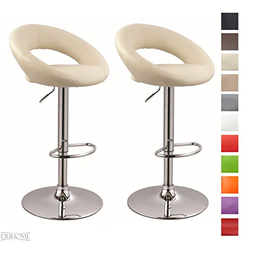 Duhome Elegant Lifestyle 2er Set Barhocker Kunstleder Creme Barstuhl mit Lehne höhenverstellbar Drehbar Tresenhocker - Typ 171X