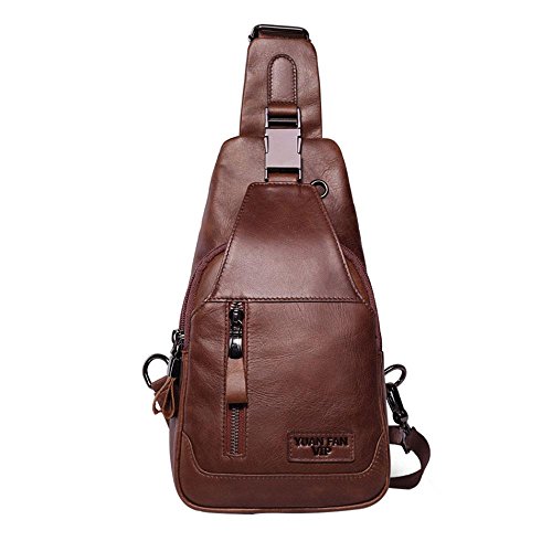 Pawaca Borsello Tracolla Uomo Pelle Borsa Monospalla Uomo Pelle, Vintage Borsa Monospalla Pacco Petto Vera Pelle Uomo Borsetta a spalla / Zaino Monospalla / Crossbody Bag