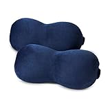 HANKEY Auto Nackenkissen - Memory Foam Kopfstütze Reisekissen für Auto, SUV, Bus & Flugzeug | Atmungsaktiv, Hypoallergen & CertiPUR-US Zertifiziertes Nacken Autokissen (2 Pack, Erdnuss-Form)