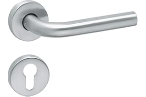 Aperit Türgriff: Edelstahl Türklinke Paar mit PZ Rosetten - Drückergarnitur für Innentüren - L-Modell - 49.320.01