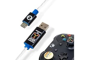 Numskull Official Back To The Future LED Micro USB Cable and Thumb Stick Grips - 1.5m Fast Charging Lead - Compatible with Xbox One, PlayStation 4 [video game]