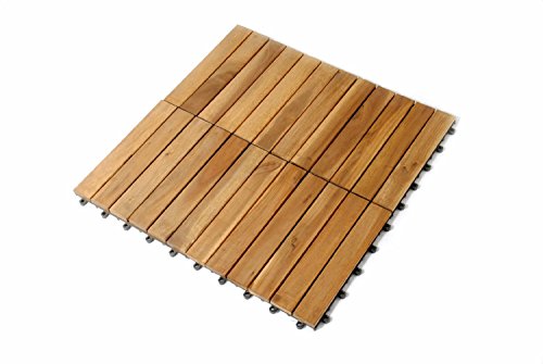 SAM® Terrassenfliese 01 aus Akazien-Holz, Einzelfliese, FSC® 100% zertifiziert, Garten-Fliese, Bodenbelag mit Drainage Unterkonstruktion, Klick-Fliesen für Garten, Terrasse, Balkon - 5