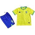 Kids Football Kit Brazil 2022/23 Home Kit, Brazil Kids Football T-shirt Shorts Uniform Kit
