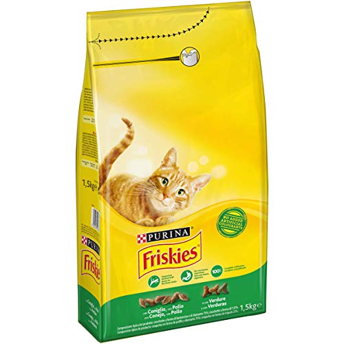 Purina Friskies Pienso para Gato Adulto Conejo, Pollo y Verduras 1,5 Kg