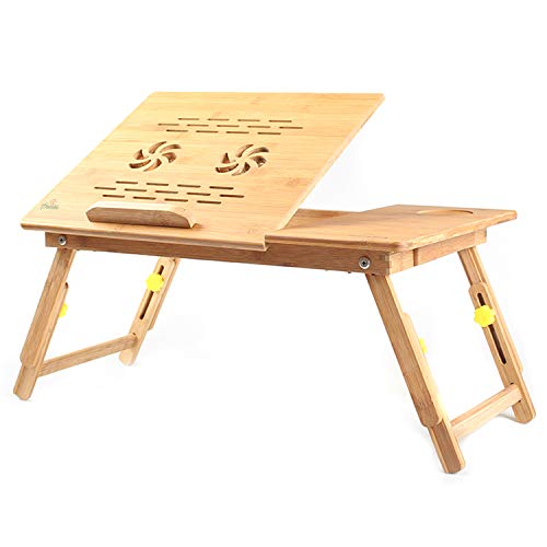 Horsebiz - Escritorio portátil plegable de bambú ecológico para ordenador portátil o mesa