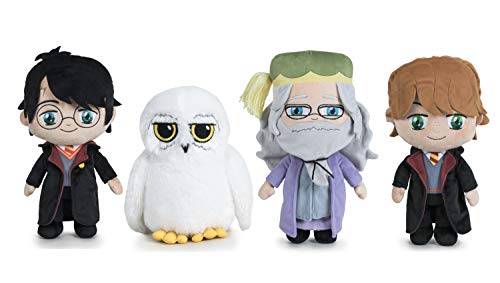 FAMOSA SOFTIES Harry Potter - Packung mit 4 Plüschtieren 7'87"/20cm Harry Potter Ministerium für Magie + Ron Weasley + Dumbledor + Hedwig Superweiche Qualität