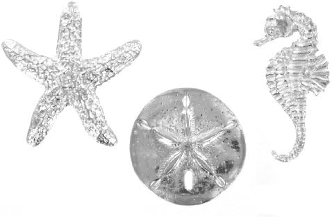 Pewter Sea Animals Starfish Sand Dollar & Seahorse Magnets Set of 3