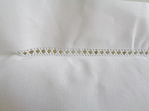 Kissen Weiß Leinenoptik Hohlsaum Großmutter Style Shabby Chic mit Knöpfen 40×40 ohne Füllung - 3