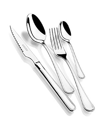 Monix Manila Ménagère en acier inoxydable 18/10 avec couteaux à steak 24 pièces