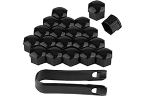 QII LU Radschraubenkappen Mutterkappen 20pcs 19mm Auto Radmutter Kappen Auto Hub Screw Cover Bolt Felgen Außenschutz(Schwarz)