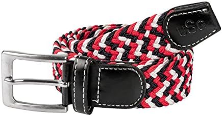 USG Casual Belt Black/Red/White . Plaited Elasticated Material (100cm)