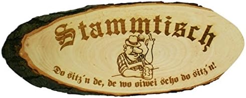 Stammtisch [Regular's Table] Wood Bark Sign [German Language]