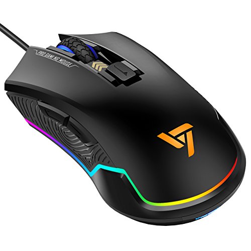 VicTsing Rat  n Gaming Programable RGB Retroiluminaci  n Adjustable  6 Botones y 6 DPI Nivel  Sensor   ptico  DPI 7250 M  ximo  Erogon  mico Professional Rat  n Gaming con Cable para PC  Ordenador  Port  til  Computadora - Negro