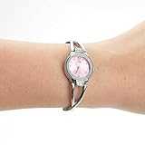 Sunshine D Kristall Damen Armbanduhr Damen Armbanduhr mit Edelstahl Armband (Rosa)