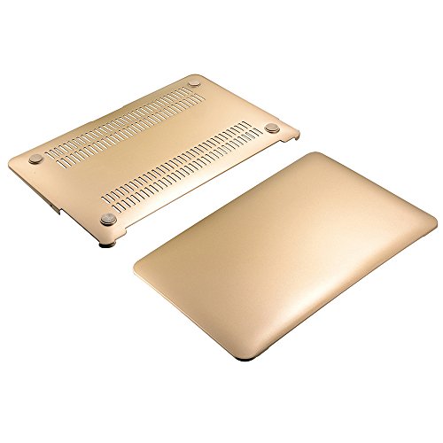 tinxi® Zweiteilige Matte Gummierte Harte Schutzhülle für Apple Macbook Air 13,3 Zoll Hülle Cover Schale Schutz Hülle Tasche Etui Case Shell Hard Plastik transparent mattiert gold - 7