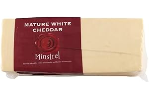 BAZACHI Minstrel Mature White Cheddar 5kg, Vegetarian Block Cheese 1x5kg