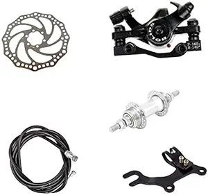 Sleeker Complete Set for Bicycle Rear/Back Disk Break, Disk Brake Plate, Machine, Wire, Hub and Fork Clip (Set of 5)