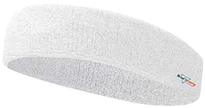 HeadTurners Workout Headband for Women & Men - Moisture Wicking & Non-Slip Exercise Hairband or Sports Sweatband -Ideal for All Sports Like Tennis, TT, Badminton, Running and Yoga- (White, 1 Pc)