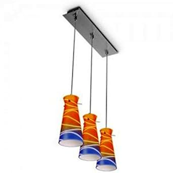 3 Flammig DESIGN PENDELLEUCHTE - GLAS -: Amazon.de: Beleuchtung