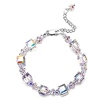 LLCOFFGA Kristall Armband 925 Sterling Silber ArmbäNder Mit Edler Schmuckschatulle, Hypoallergene ArmbäNder, 17,7 cm + 5 cm (7 Zoll + 2 Zoll), Geburtstagsgeschenk