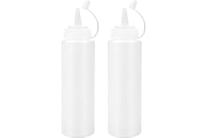 KYSUN 2Pcs Bottiglia Squeeze di Plastica, 250ML Bottiglia per Squeeze con Tappi, Bottiglia Squeeze di Oliera, Condimento Dispenser per Casa e Ristorante Senape Mayo Salse Piccanti Olio D'oliva