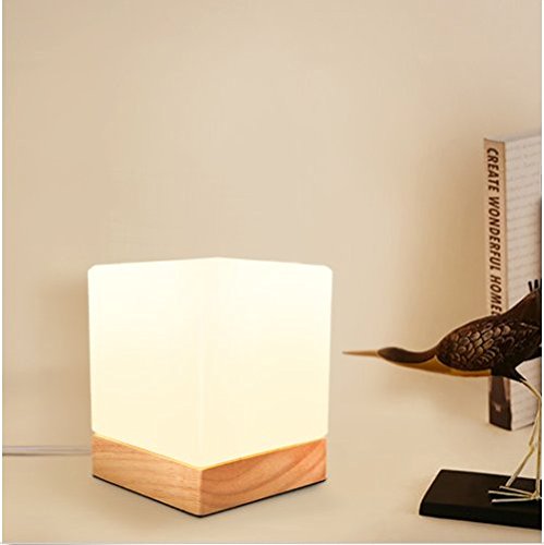 icase4u® Moderne Einfachheit Holz Nachttischlampen Table Lamp Tischlampe Decorative Lamp Schreibtischlampe (A) - 3