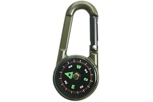 AUsagg Mini mousqueton multifonction 3 en 1 boussole thermomètre extérieur randonnée survie crochet R9l9 anneau mousqueton chaîne outil camping