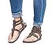 Produktbild SHE.White Sandalen Flache Knöchel Schnalle Zehentrenner Flip Flop Sommerschuhe Leder Casual Elegant Römisch Hausschuhe Schuhe Schwarz Braun Khaki Gr.35-43