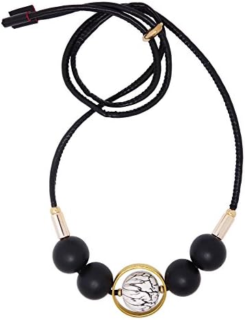 Jaysa Collection Designer Wooden Spheres Necklace With Variable Length Leather Cord