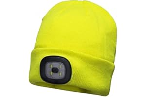 C & L (SW) Head Torch, Beanie hat USB Unisex Yellow fits All (UK Seller), Yellow Beanie hat, Cotton Beanie hat, Beanie Head Torch, One Size