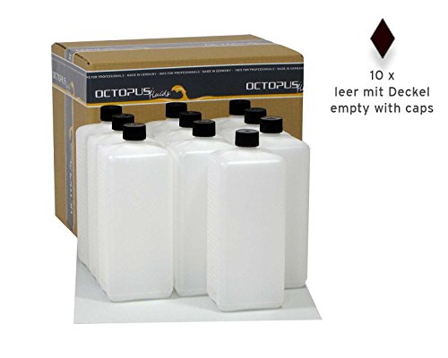 10 x 1000 ml Plastikflaschen, 1 Liter Kunststoffflaschen aus HDPE mit schwarzen Schraubverschlüssen, 1.000 ml Leerflaschen 10 Stück