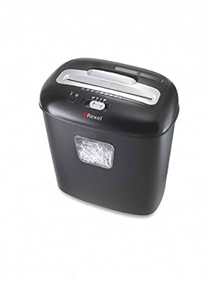 Rexel Duo Destructeur Manuel Coupe Croisée, 10 Feuilles, Pour Petits Bureaux ou Usage Privé, Corbeille 17L, Feuilles Pré-Lubrifiées Incluses, Noir, 2102560EU