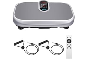 AUEZONA Plateforme Vibrante 150KG avec Bandes de Résistance et Télécommande, Plaque vibrante Fitness avec 120 Niveaux de Vibration et 9 Programmes d'entraînement Automatiques, Haut-Parleur Bluetooth