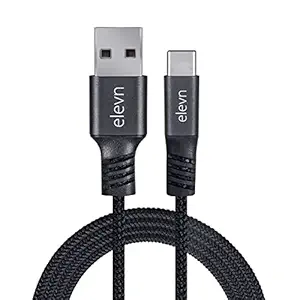 elven flex Type-C to USB-A Male Ultra-Fast Premium 65-Watt Warp Charge 5Gbps Data Sync & Charging Cable  1.5m (5 feet) Superior Rugged Braided  Anthracite