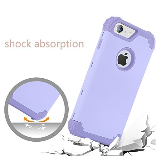 iPhone 6 Case, iPhone 6S Case, BENTOBEN 3 In 1 Hybrid Hard PC & Soft Silicone Heavy Duty Rugged Bumper Shockproof Anti Slip Full-Body Protective Case for iPhone 6/iPhone 6S (4.7 inch), Purple