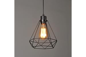CHAO ZAN Retro Lámpara colgante Vintage iluminación de techo Iluminación E27 Capacidad AC220-240 V jaula metalica para comedor, Dormitorio, ático,Café, Barra de Lectura Luz，Negro(sin E27 bombilla)