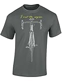 FAIR WEAR Textil Baddery: I Am The Engine - Fahrrad Mountainbike BMX T-Shirt als Geschenk für alle Fahrradliebhaber - Geschenkidee -M, Nr.B0704 Grau